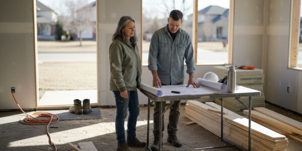 Homeowner and contractor discussing project plans